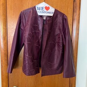 Chico's Deep Burgundy Floral Jacket